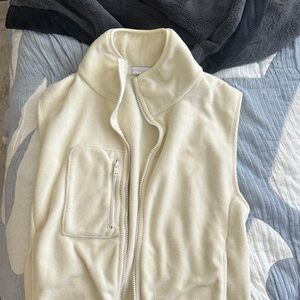 Beyond Yoga White Zip Fleece Vest